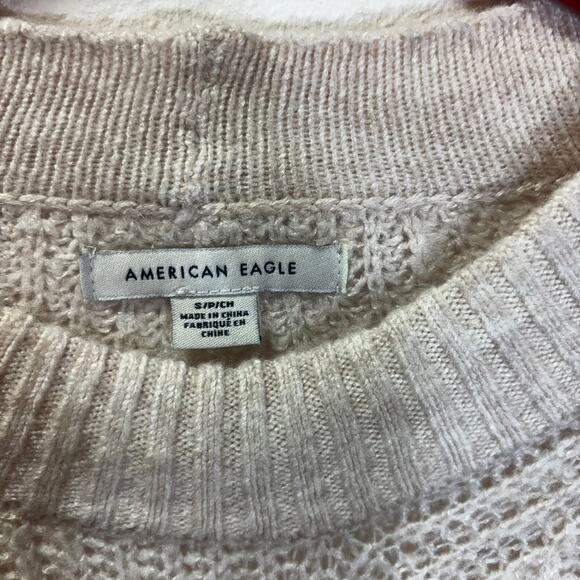 American Eagle Women’s Sweater Size S Beige Neutral Knit Pullover Oversized Cozy - Picture 2 of 6